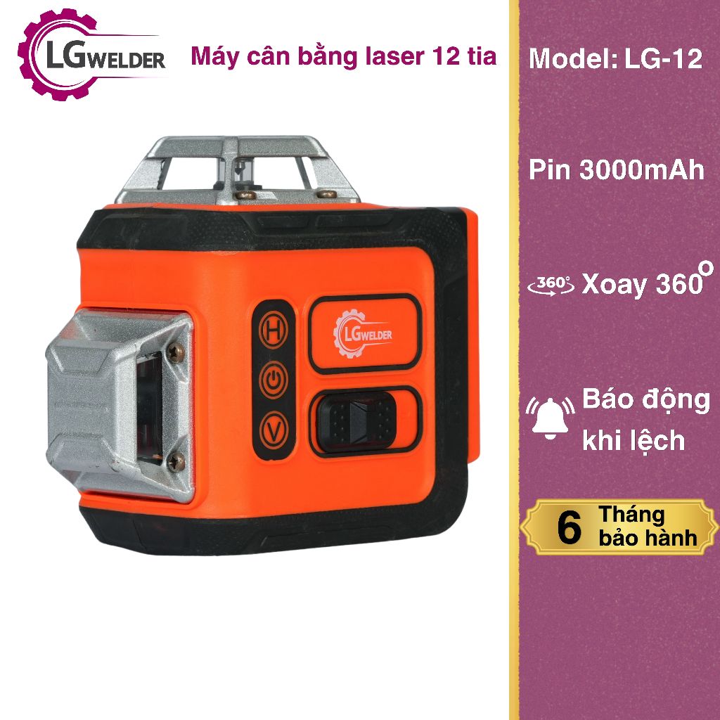 Máy Cân Bằng Laser 12 Tia Xanh LG-12 Tự Cân Bằng Độ Chính Xác Cao Cảnh Báo Lệch, Khóa Tia Thủ Công