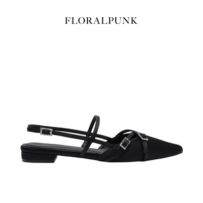 [NEW] Giày bệt Floralpunk Crystal Clasp Flats Satin - Đế cao 3cm chất liệu satin - dây quai gót kèm móc khóa