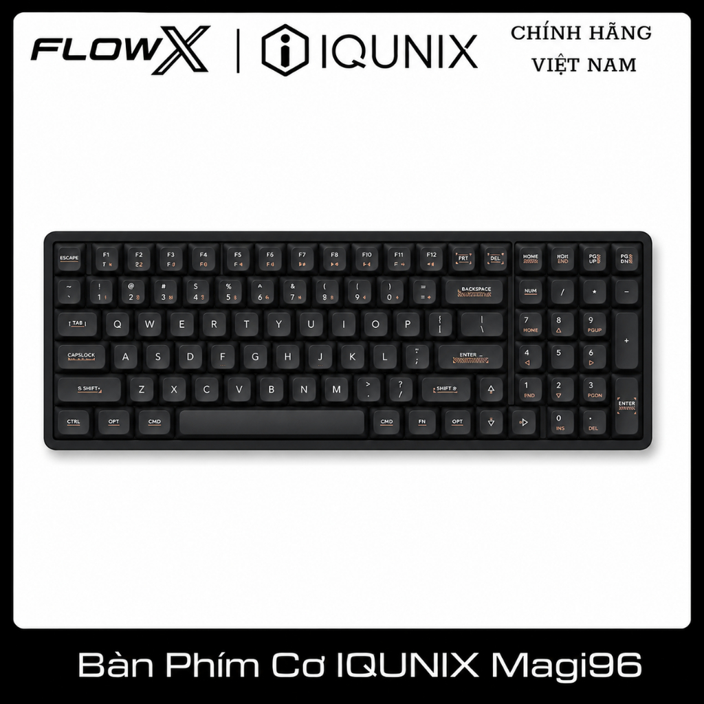 BÀN PHÍM CƠ IQUNIX MAGI96 LOW PROFILE 96% Layout | Nhôm CNC | Tri-Mode | Hot-Swap | VIA | RGB