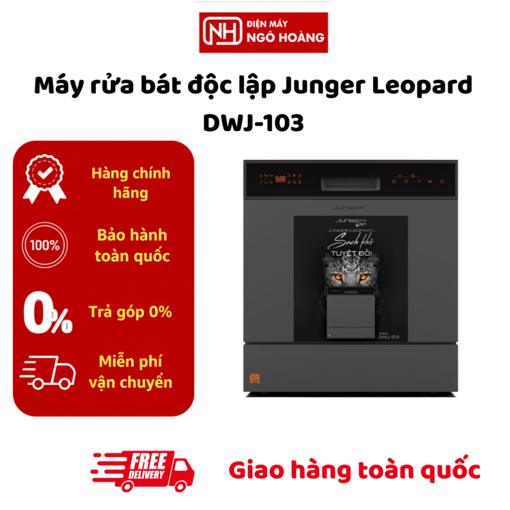 DWJ-103 - Máy Rửa Bát Độc Lập Junger Leopard DWJ-103 14 Bộ Sấy Khô Nhiều Chương Trình Rửa Chính Hãng