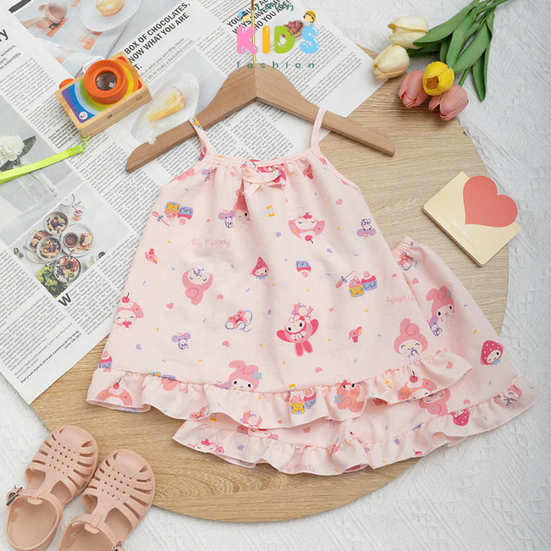 Bộ 2 dây cotton Hàn cho bé gái size 8-20kg- Lavin Kids