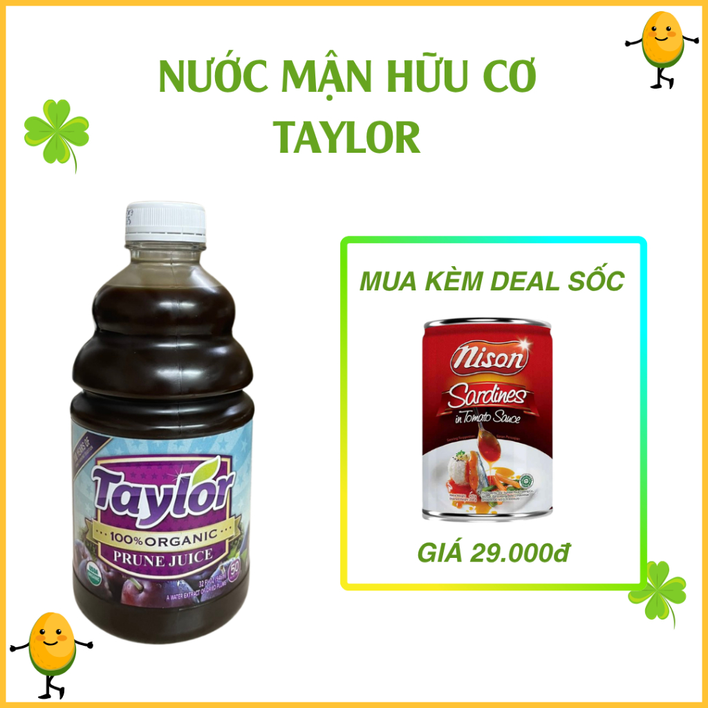Nước ép mận Taylor Organic Prune Juice 946ml - Giảm táo cho mẹ và bé