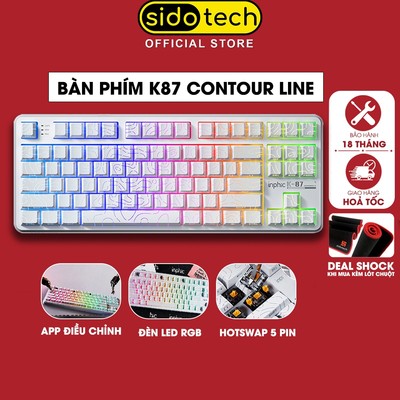 Bàn phím cơ không dây SIDOTECH INPHIC K87 Contour Line gaming bluetooth 3 mode hotswap 5 pin mạch xuôi led RGB có app