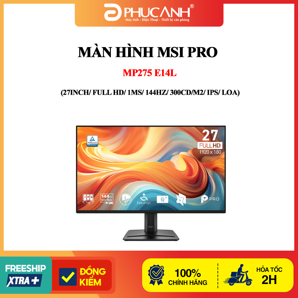 Màn hình MSI PRO MP275 E14L (27Inch/ Full HD/ 1ms/ 144Hz/ 300cd/m2/ IPS/ Loa)
