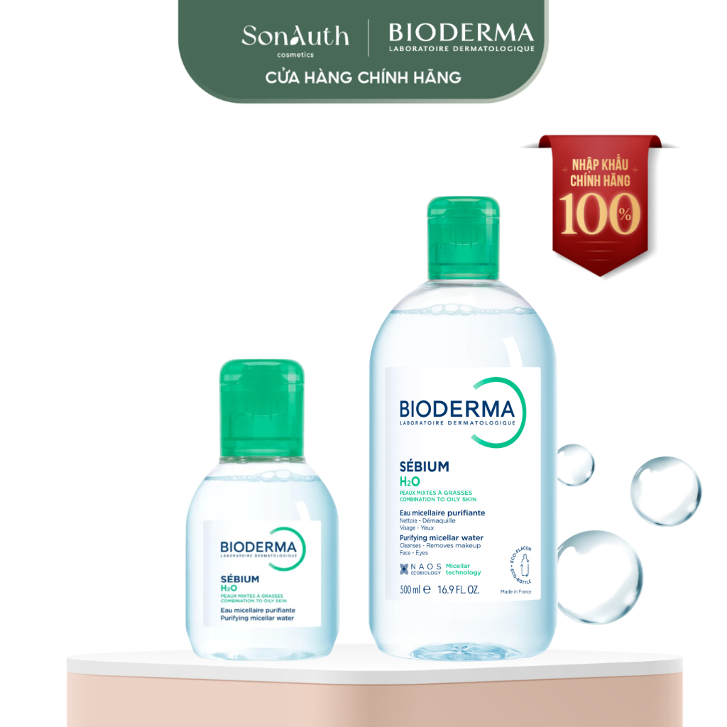 [NHẬP KHẨU] (Xanh) Tẩy trang cho da hỗn hợp, da dầu và da mụn Bioderma Sebium H2O