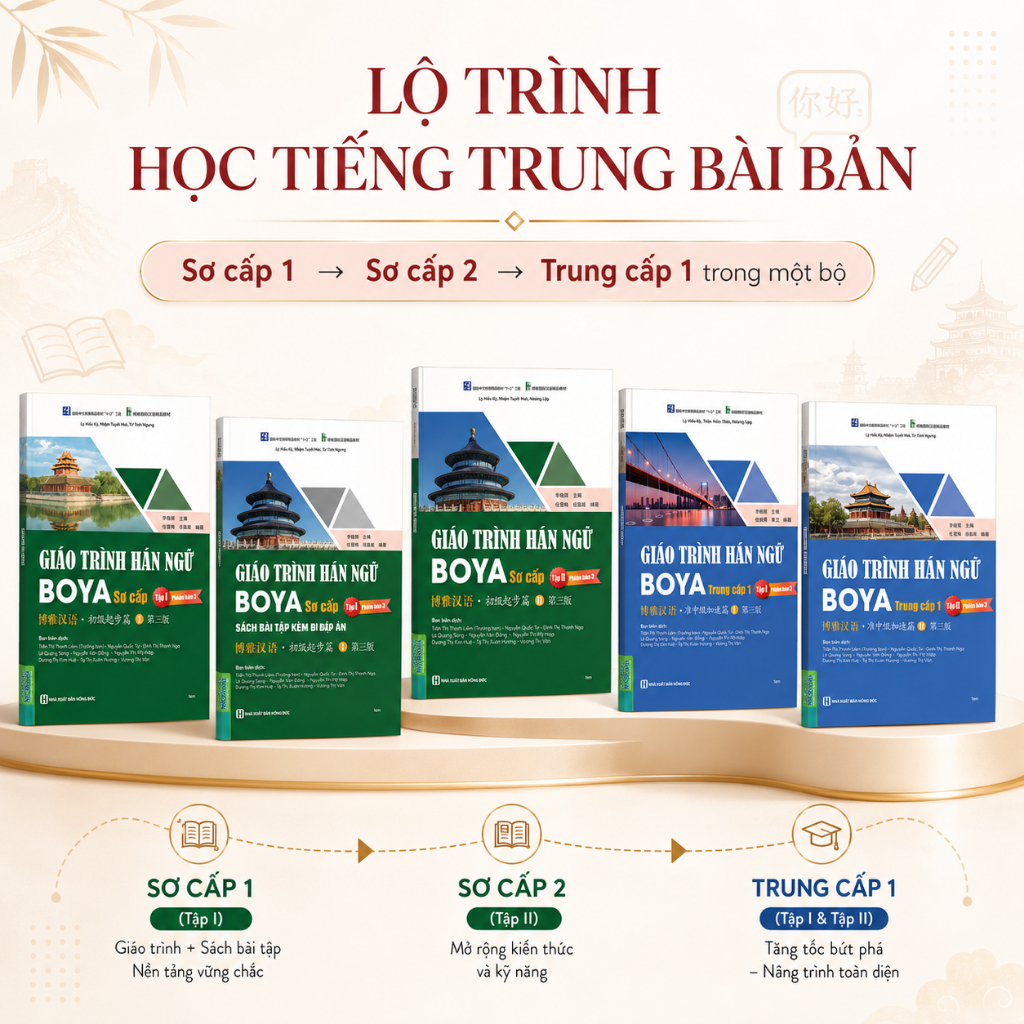 Sách Giáo Trình Hán Ngữ Boya Sơ Cấp 1, 2 Trung Cấp 1 Phiên Bản 3 Lộ Trình Học Tiếng Trung HSK 9 Cấp