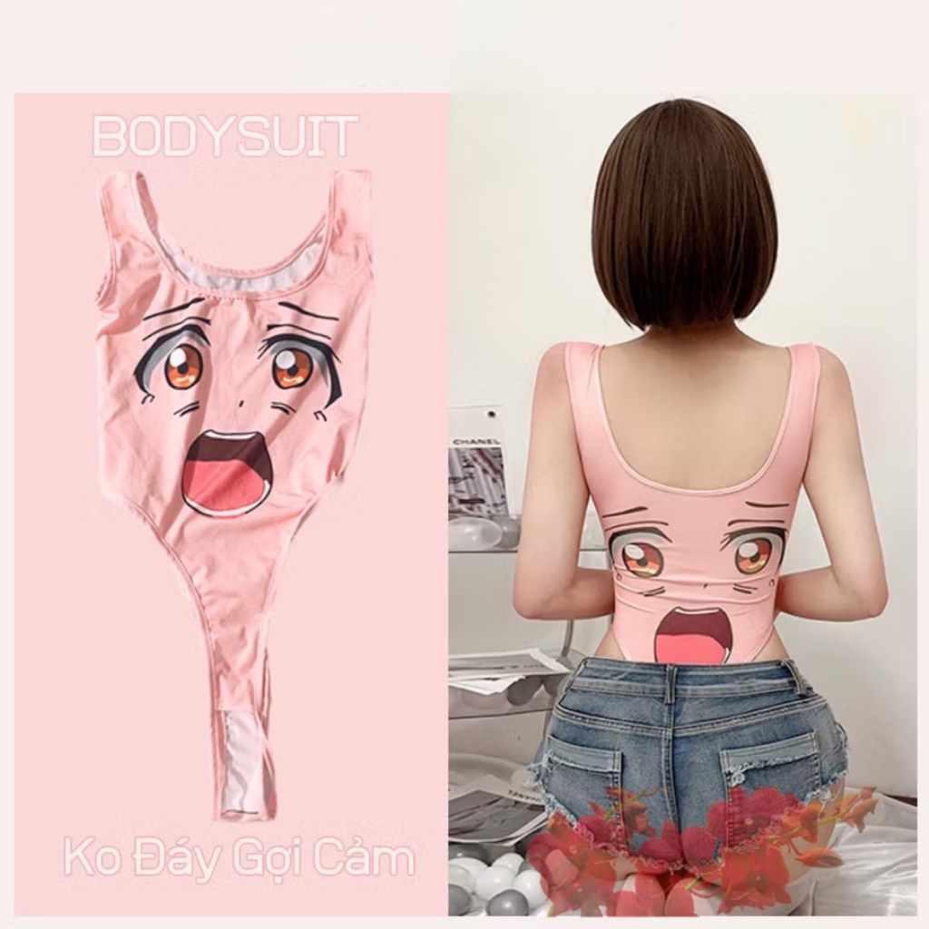 Bộ Ngủ Bodysuit Nữ Cotton Anime 3D Ôm Dáng Body, Bộ Ngủ Liền Thân
