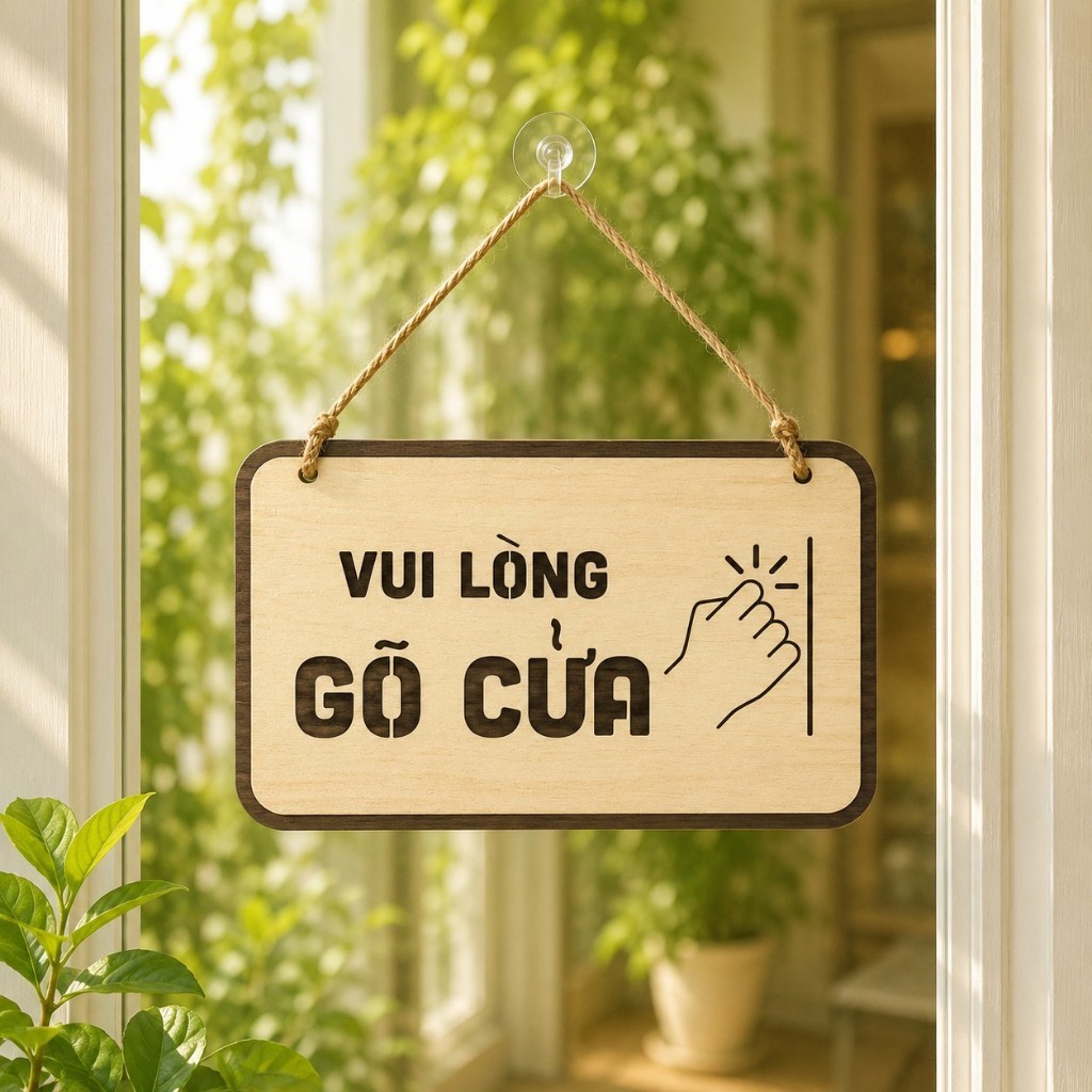 Bảng gỗ "vui lòng gõ cửa", biển gỗ decor trang trí in nội dung theo yêu cầu  𝐋𝐚̂𝐦 𝐌𝐨̣̂𝐜 𝐃𝐞𝐜𝐨𝐫