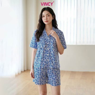 Bộ pijama short chất kate có phối ren, họa tiết màu sắc cho Noel BSK010W41