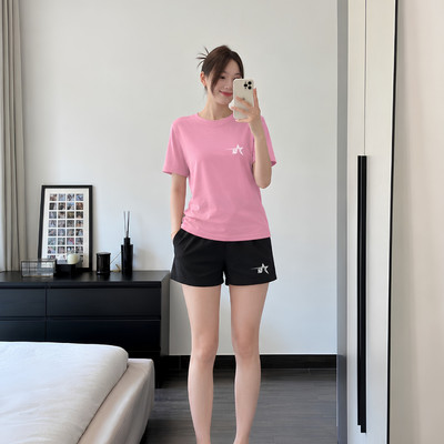 Bộ quần áo thun nữ dáng rộng NB25 in ngôi sao chất liệu cotton Loza BP693