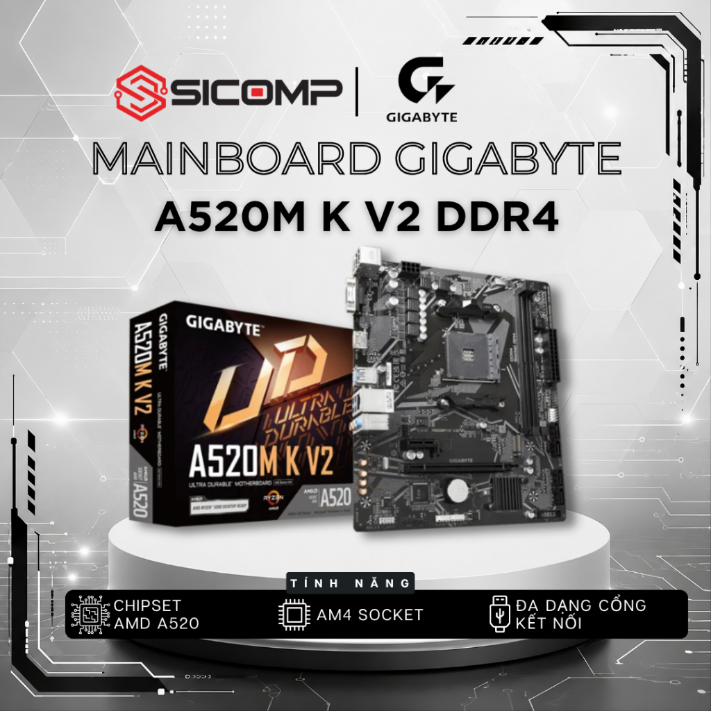 [FV] Mainboard Gigabyte A520M-K V2, DDR4, CHÍNH HÃNG, BH 3Y
