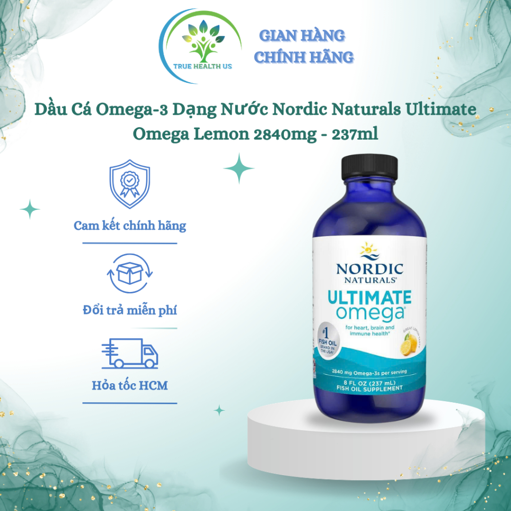 Dầu Cá Omega-3 Dạng Nước Nordic Naturals Ultimate Omega Lemon 2840mg - 237ml