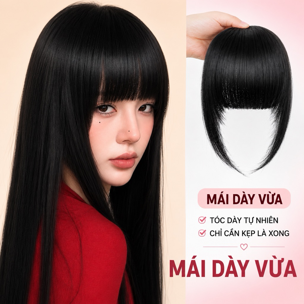 Tóc giả nữ Mái vừa (tóc thật 100%) | Tóc giả Linh Tit