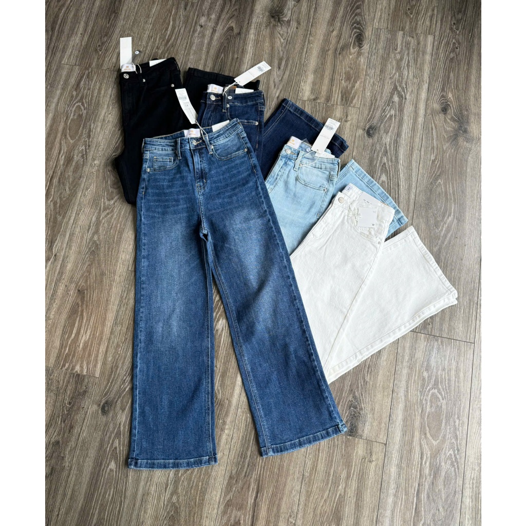 Quần jean nữ ống suông MINA dài 92-94cm co giãn