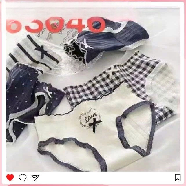 Combo 10 Quần Lót Nữ Cotton Viền Ren Cute Tăm Mềm Đính Ren Nơ Love Cao Cấp, Co Giãn 4 Chiều Kháng Khuẩn - CS046