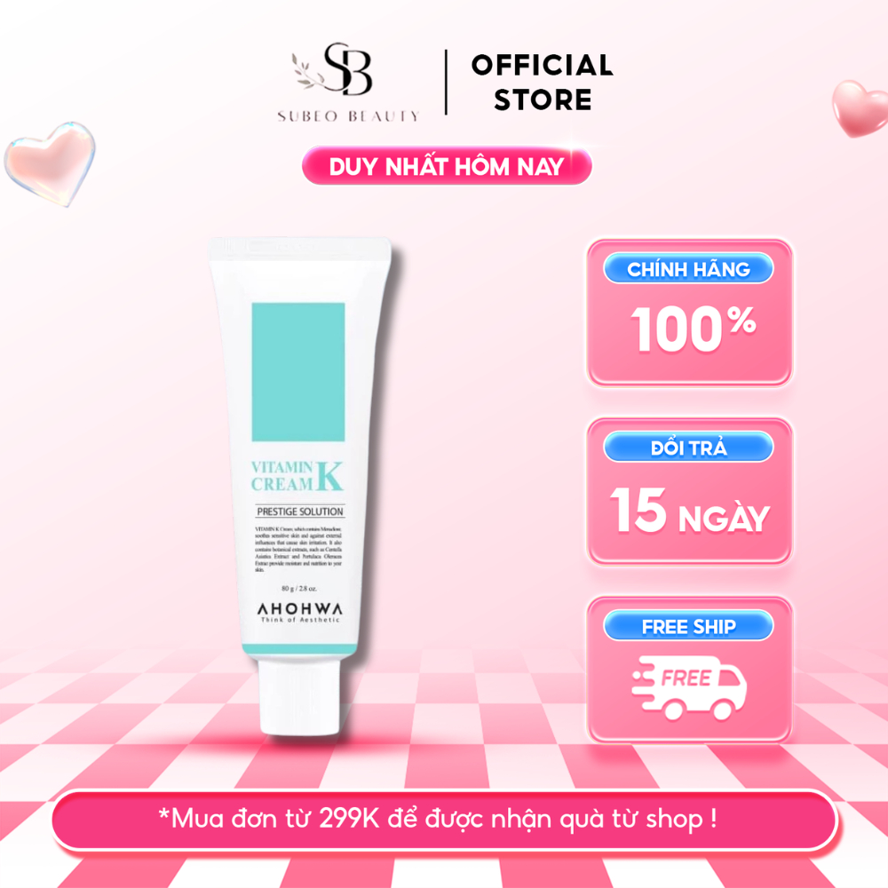 Kem Dưỡng Phục Hồi Ahohwa Vitamin K Cream - Phục Hồi Da Mỏng Đỏ, Giãn Mao Mạch, Làm Dịu Da, Mờ Sẹo