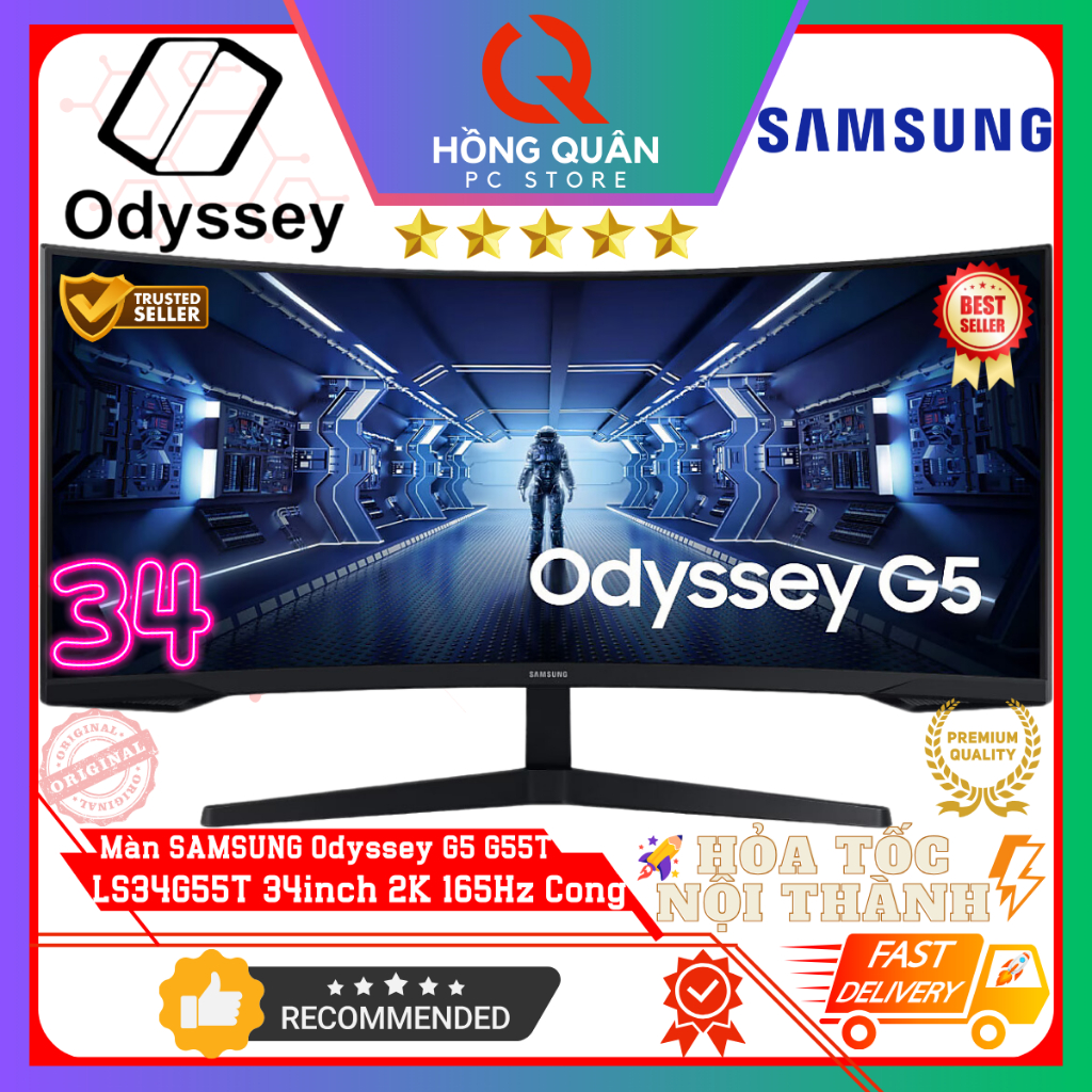 Màn Hình Cong SAMSUNG Odyssey G5 LC34G55T 34inch 2K 165Hz HDR 1ms UltraWide 21:9 New - Hàng Chính Hã