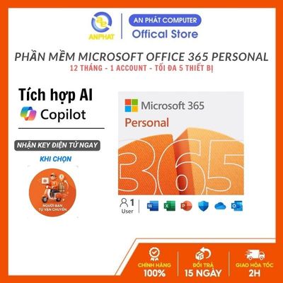 Phần mềm Microsoft Office 365 Personal |12 tháng | tối đa 5 thiết bị/người | 1TB One Drive