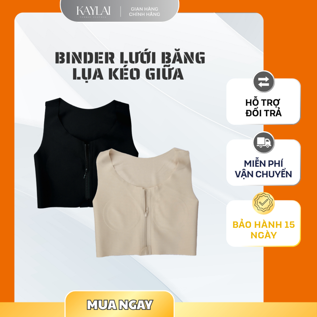 [Áo Nịt Tomboy] Áo Nịt Lưới Băng Lụa KÉO GIỮA Cải Tiến Không Gen - Không Đường May - Không Viền Cho 