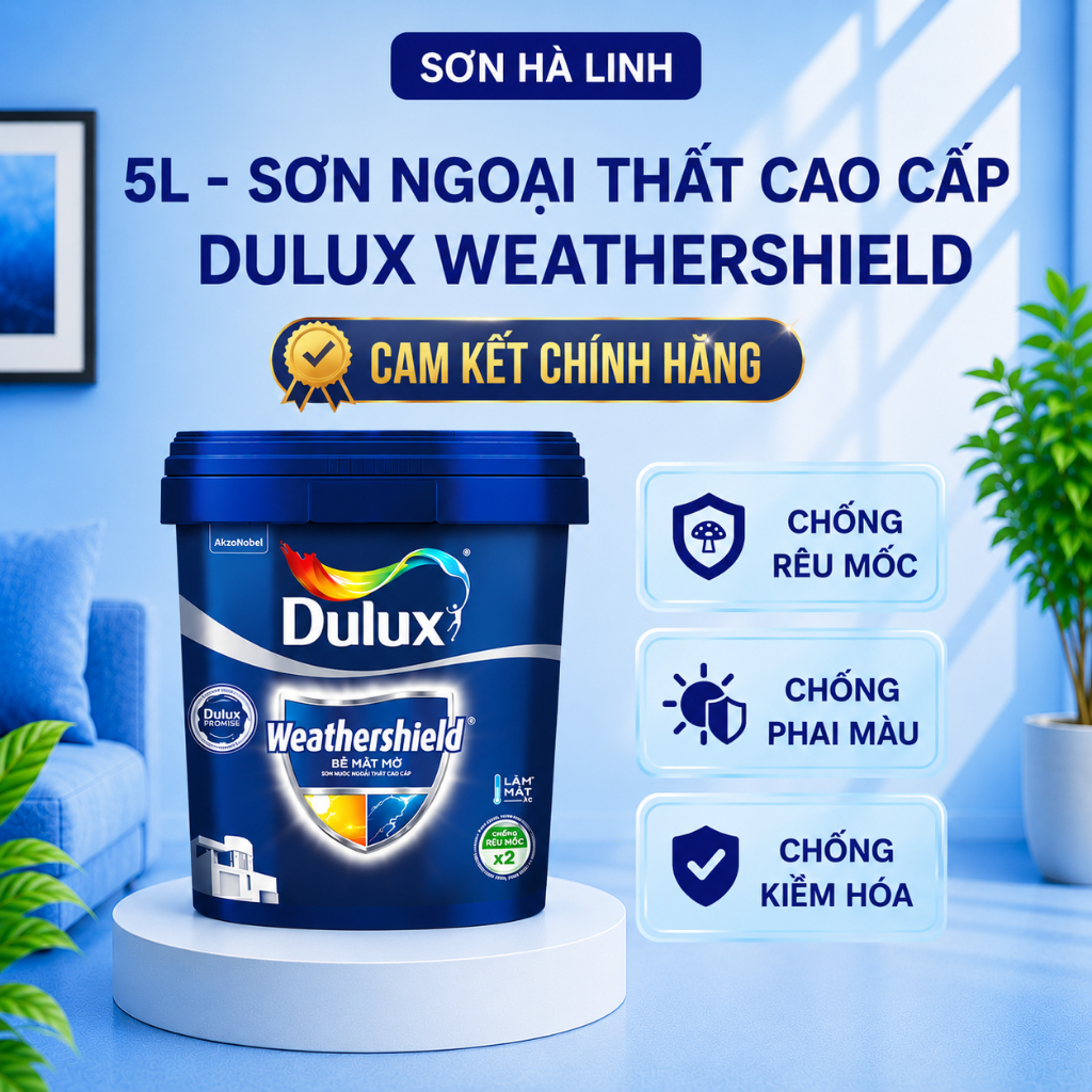 5L - Sơn tường ngoài trời Dulux Weathershield chống phai màu