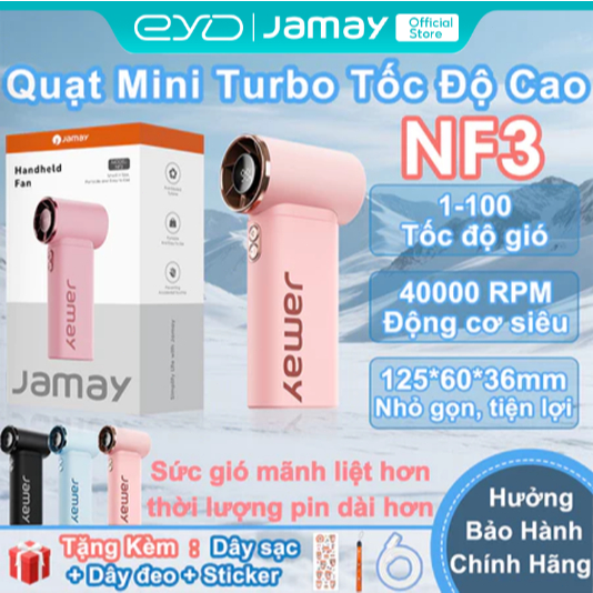 JAMAY NF3 C Quạt mini cầm tay 100 tốc độ gió mini quạt di động màn hình LED hiển thị quạt Turbo