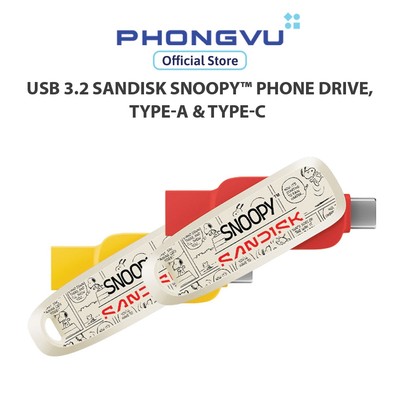 Ổ cứng di động/ USB 3.2 SanDisk Snoopy™ Phone Drive, Type-A & Type-C - Bảo hành 60 tháng