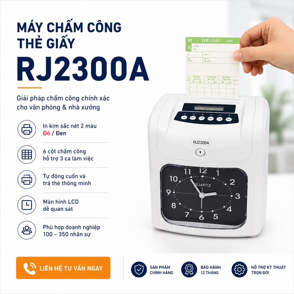 Máy châm công thẻ giấy Ronald Jack RJ-2300A ( Tặng 200 thẻ)