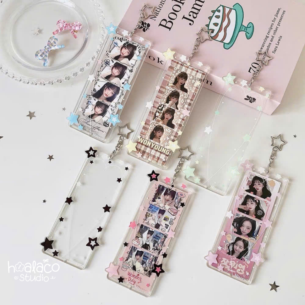 Holder photobooth khung đựng ảnh bằng nhựa cứng trong suốt, phụ kiện đựng ảnh treo túi xách - hoalac