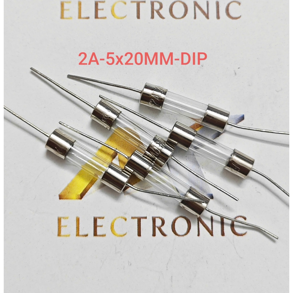 (Combo 10 cái) Cầu chì 2A - Cầu chì ống thủy tinh chân cắm 2A Kích thước 5 x 20mm (combo)