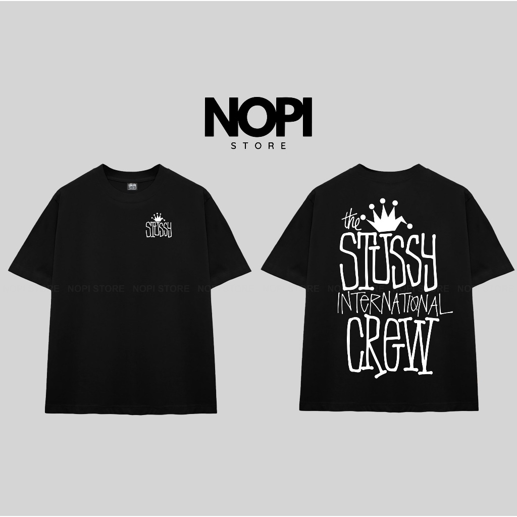 ÁO THUN STUSSY CROWN INTERNATIONAL FORM RỘNG NAM NỮ UNISEX VẢI COTTON CAO CẤP DÀY DẶN - NOPI STORE