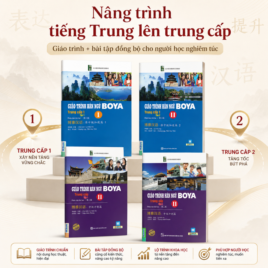 Giáo Trình Hán Ngữ Boya Trung Cấp 1 & 2 (4 Tập) | Lộ Trình Học Tiếng Trung Trung Cấp Chuẩn HSK