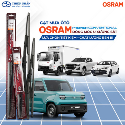 Gạt Mưa Ô Tô Xương Sắt OSRAM [Gạt Lẻ] Ngàm Móc U Cho Xe Toyota, Mazda, Kia, Honda, Hyundai, Vinfast và các dòng xe khác