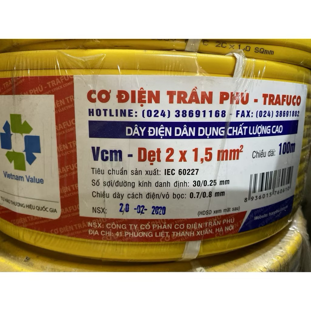 Dây điện Trần Phú 2x1.5 (1m/1đvt)