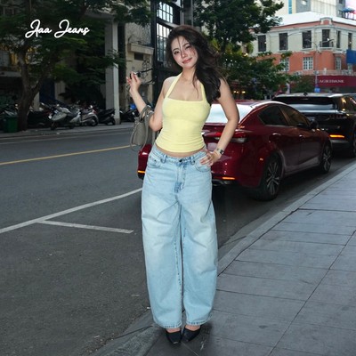 Aaa Jeans - Quần jeans ống rộng balloon màu Lila Blue
