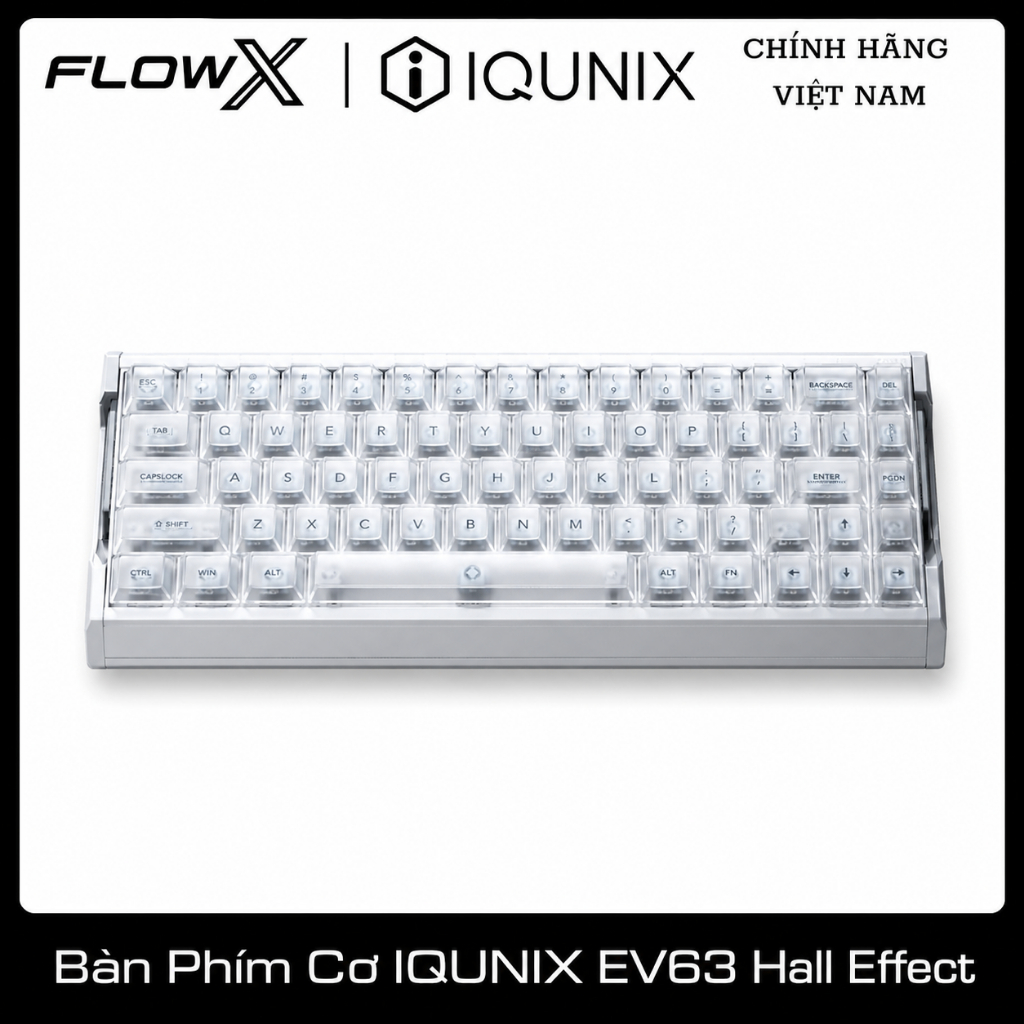 BÀN PHÍM CƠ IQUNIX EV63 HE 60% Layout | Hall Effect | 8000Hz | Rapid Trigger | USB-C | RGB