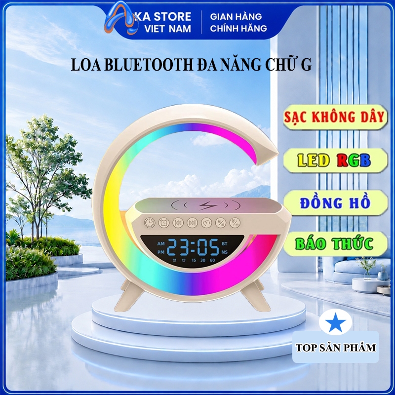 Loa Bluetooth AKA STORE BT3401 Loa Nghe Nhạc Âm Bass Mạnh, Tích Hợp Sạc Không Dây, Đồng Hồ, Báo Thức