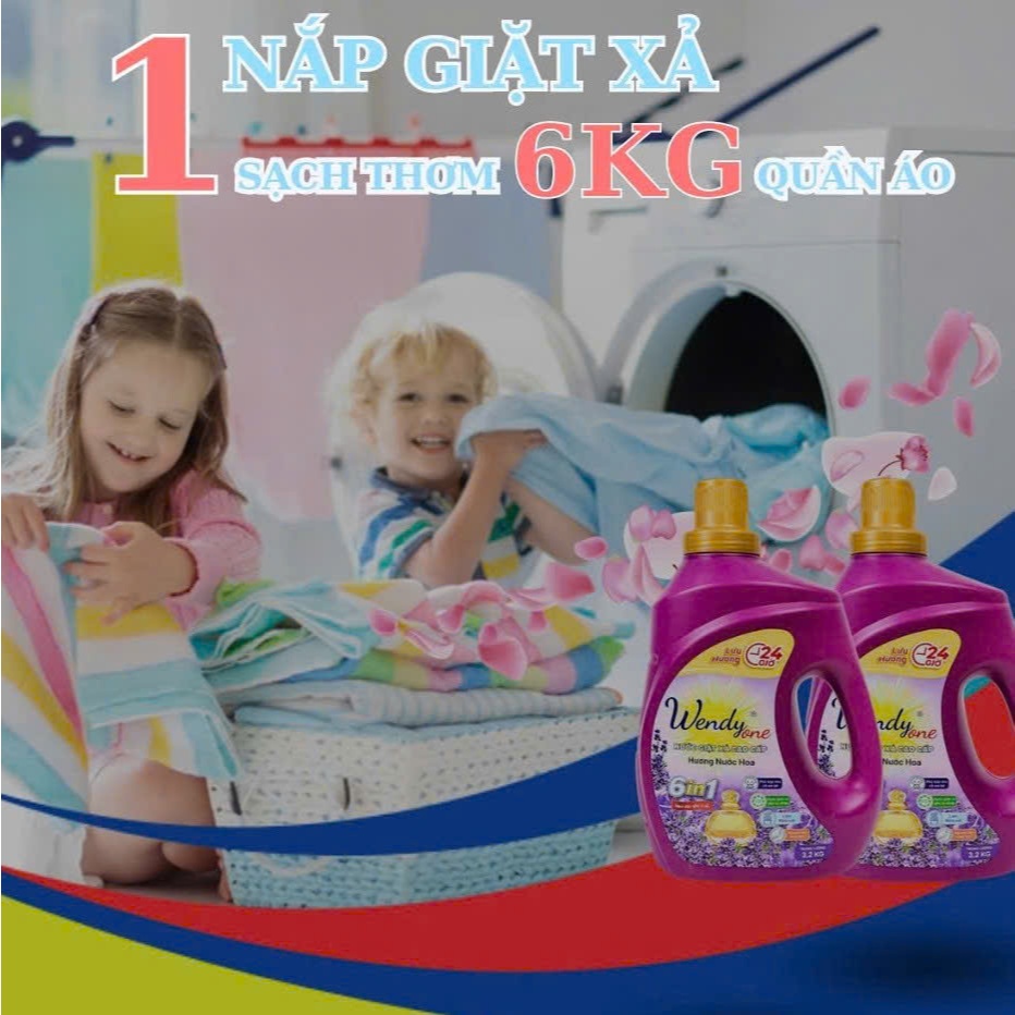 Combo 2 can nước giặt hương nước hoa cao cấp Wendy one 6in1 hương hoa oải hương phù hợp da nhạy cảm.