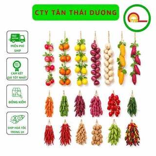 Dây hành tỏi ớt, hoa quả decor trang trí cực đẹp