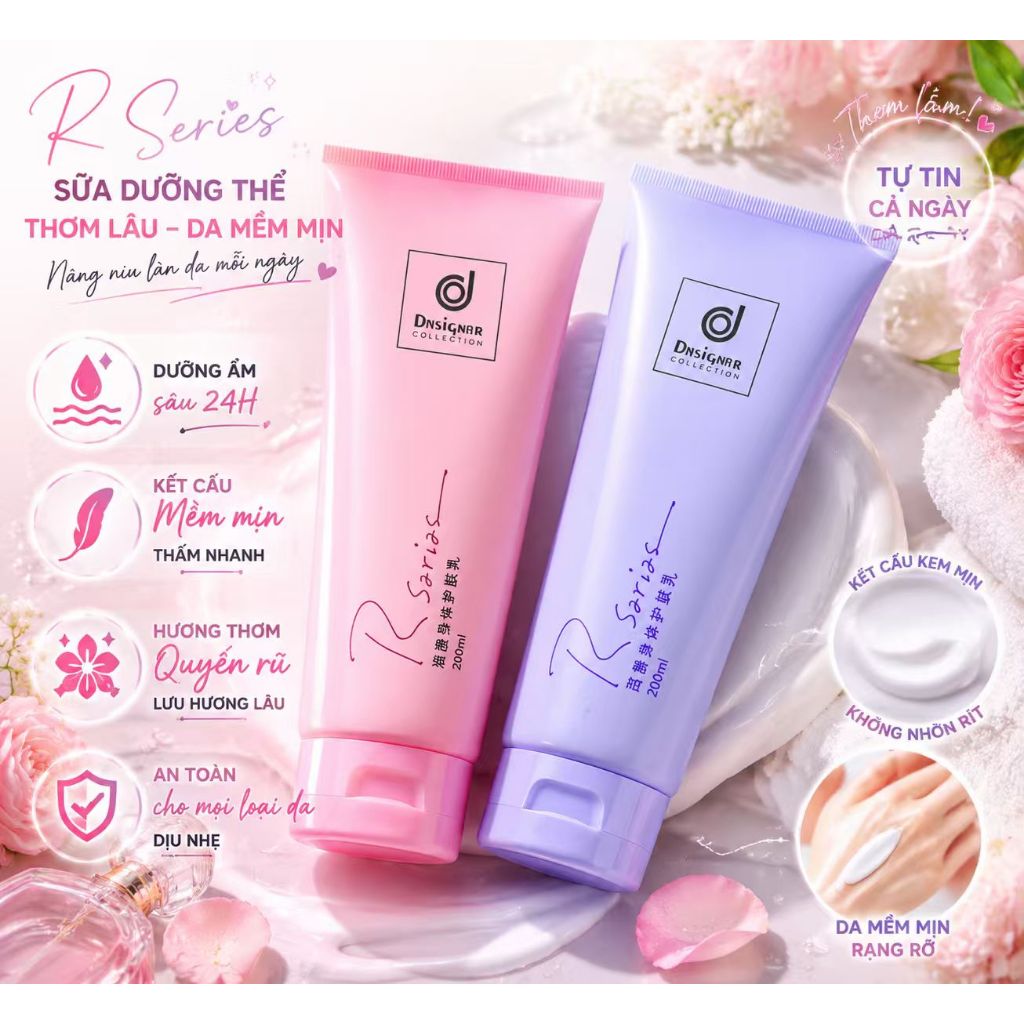 DƯỠNG THỂ HOA HỒNG RSERIES THÁI LAN 200ml Dưỡng Thể Hương Nước Hoa Hồng Rseries Designer 200ml
