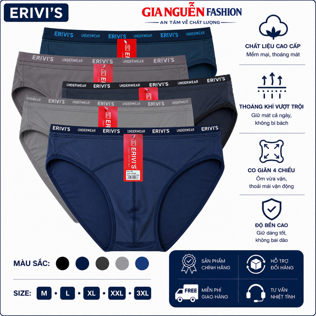1 chiếc quần Erivis ER-066, quần lót nam thun lạnh bốn chiều. Hàng Việt Nam chất lượng cao