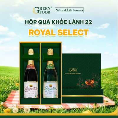 Bộ hộp quà Khỏe Lành Royal quà tết sang trọng - Nước ép nho có ga gồm nho đỏ và nho trắng
