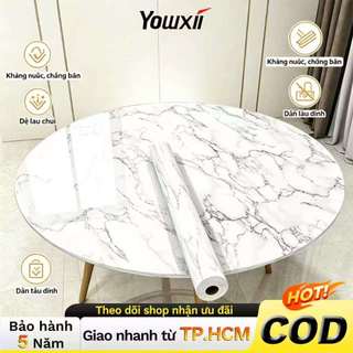 YOWXII Decal dán tường giả đá cẩm thạch tự dính, chống nước chịu nhiệt, cao cấp 3D cho bếp tủ bếp