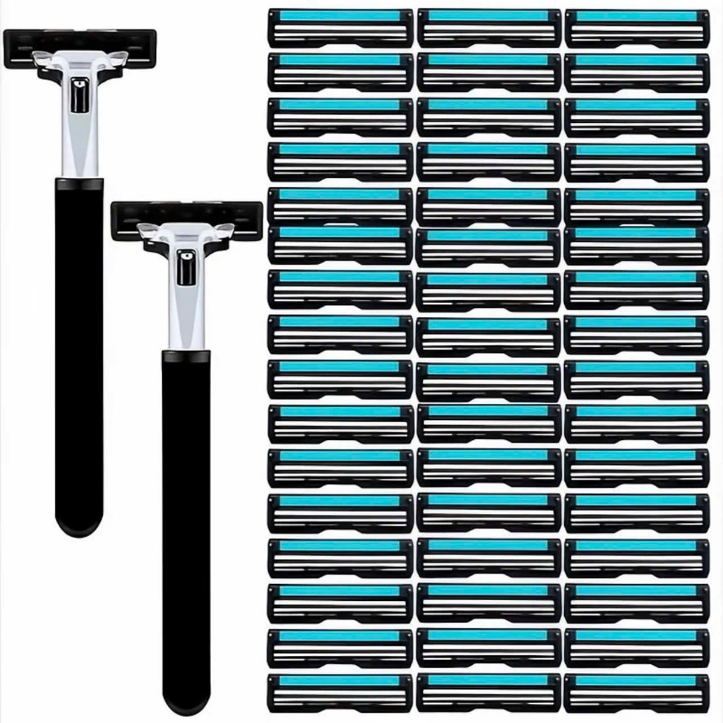 Combo Dao Cạo Râu 72 Lưỡi + 2 cán Dao Tặng 2 Lọ Gel Làm Mềm Râu và Hộp Nhựa Đựng Cán