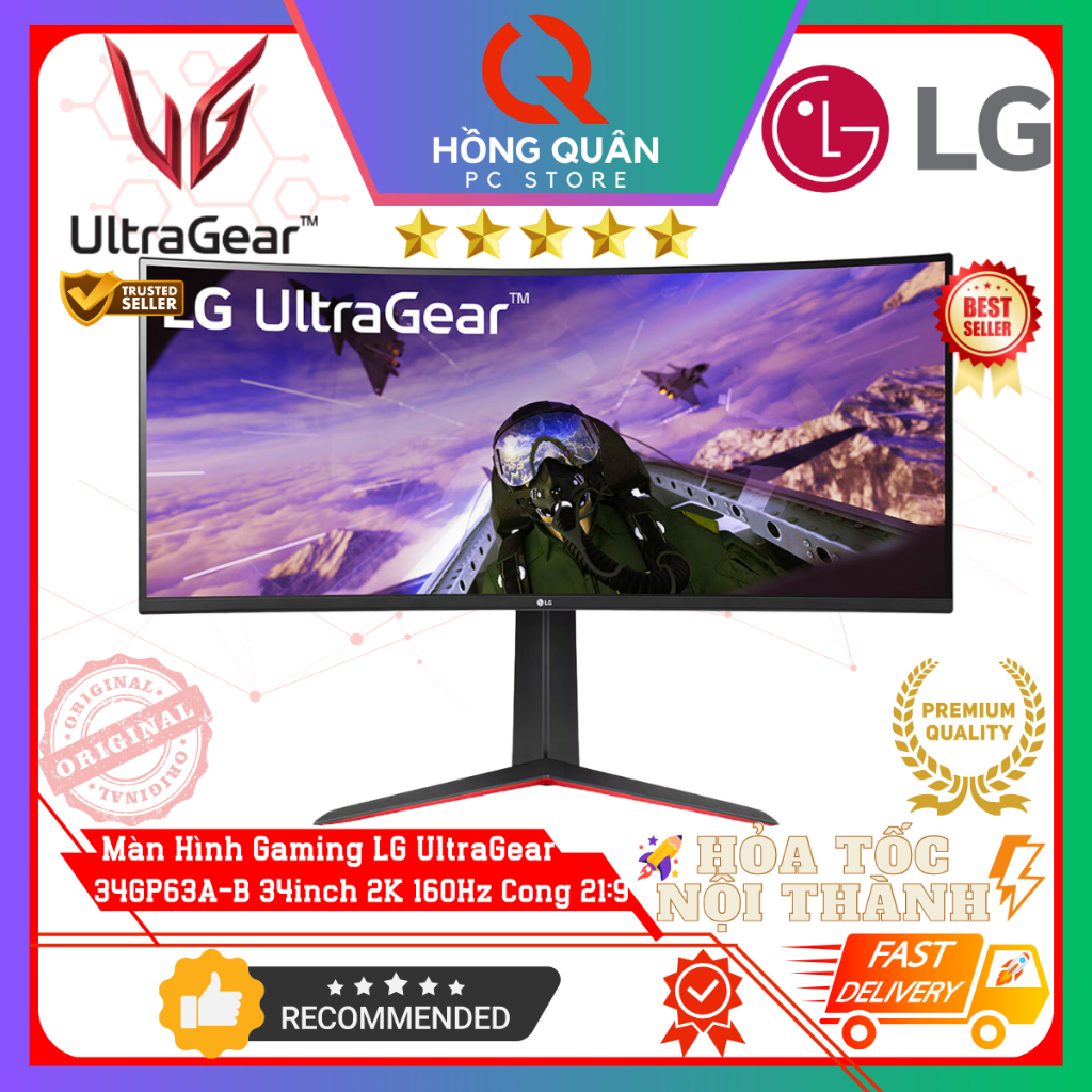 Màn Hình Cong LG UltraGear 34GP63A-B 34inch 2K 160Hz VA G-Sync HDR UltraWide 21:9 New - Hàng Chính H