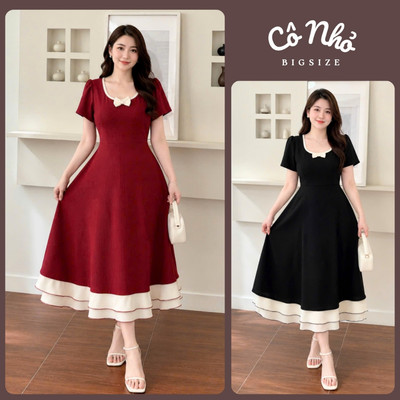 Đầm Bigsize Nữ Dáng Dài Dễ Thương Mặc Tết Váy Vạt Xòe Tôn Dáng Cho Chubby 58-92kg A693