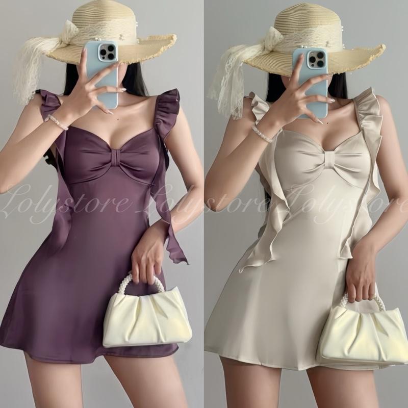 ( CÓ BIGSIZE ) Đầm body nữ mini dress Lụa Tô Châu 2 dây tua rua ôm eo tôn dáng Lolystore NH494 | BigBuy360 - bigbuy360.vn