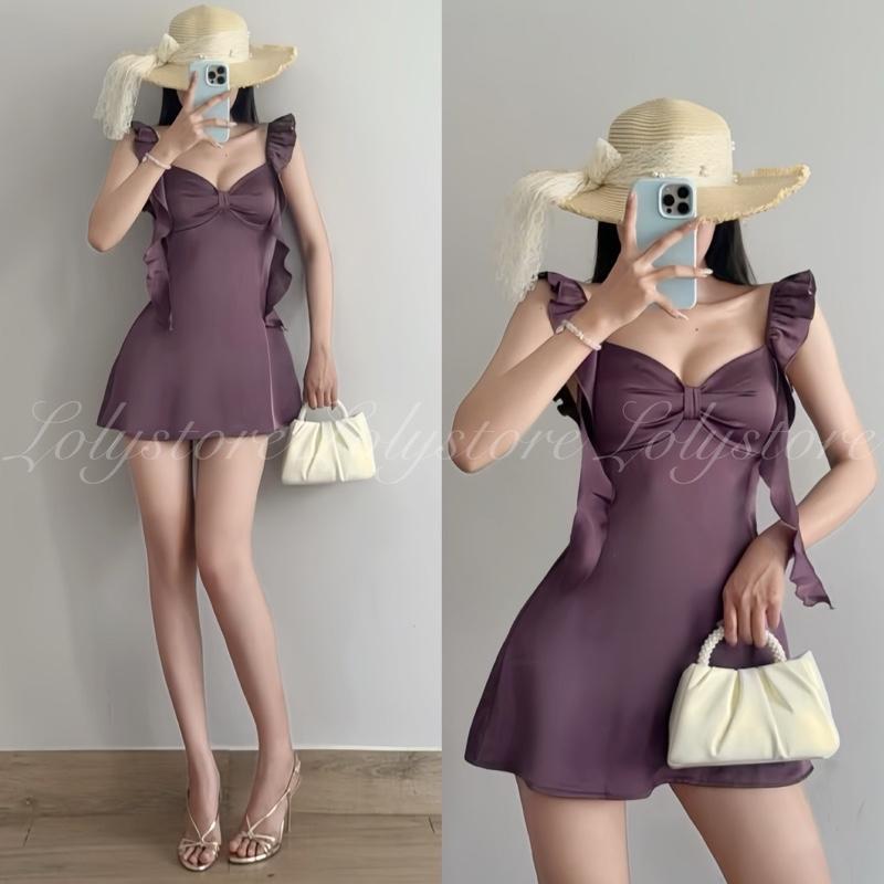 ( CÓ BIGSIZE ) Đầm body nữ mini dress Lụa Tô Châu 2 dây tua rua ôm eo tôn dáng Lolystore NH494 | BigBuy360 - bigbuy360.vn