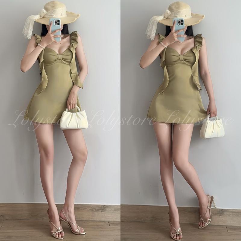 ( CÓ BIGSIZE ) Đầm body nữ mini dress Lụa Tô Châu 2 dây tua rua ôm eo tôn dáng Lolystore NH494 | BigBuy360 - bigbuy360.vn