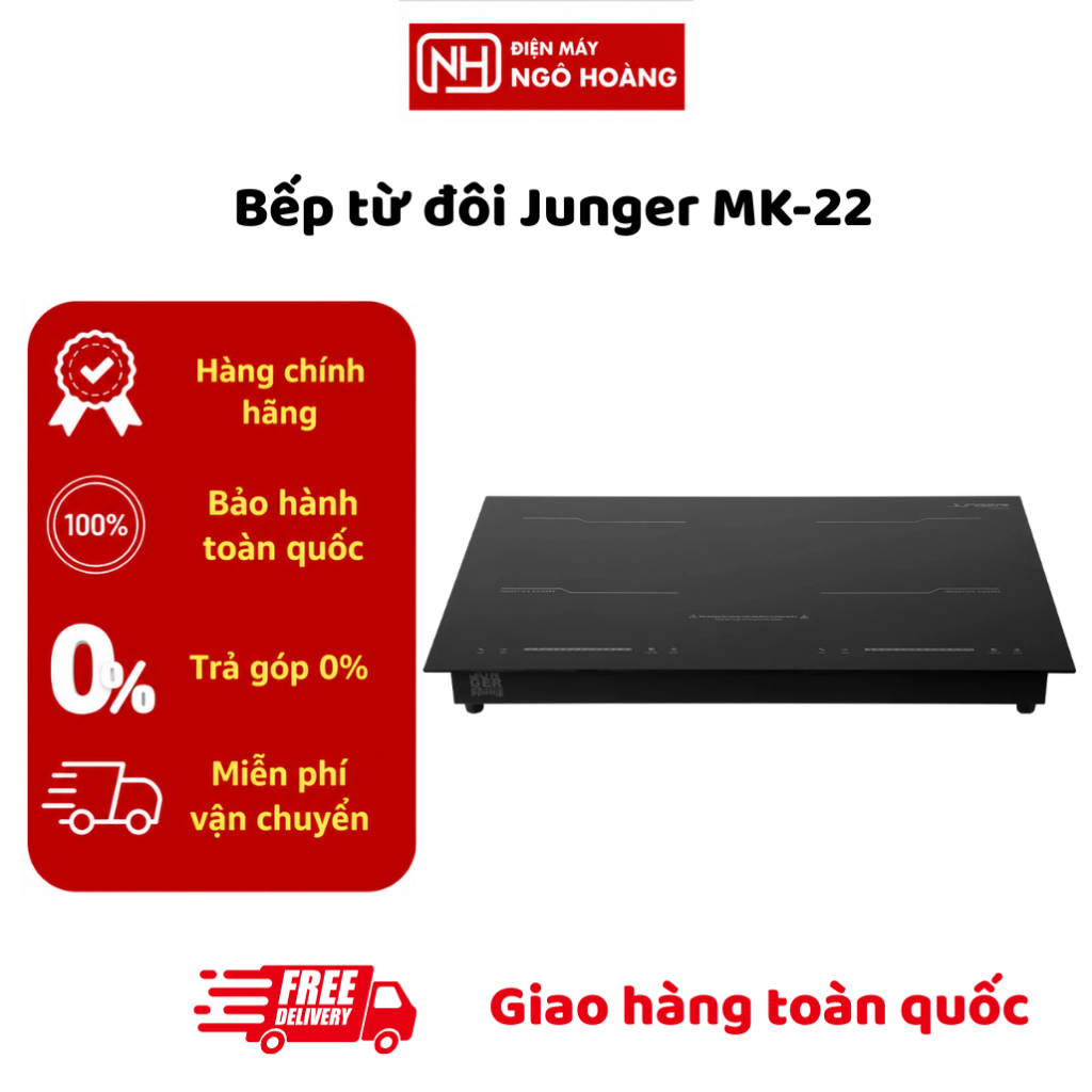 MK-22 - Bếp Từ Đôi Junger MK-22 Công Suất Lớn Mặt Kính Cao Cấp Điều Khiển Cảm Ứng Chính Hãng