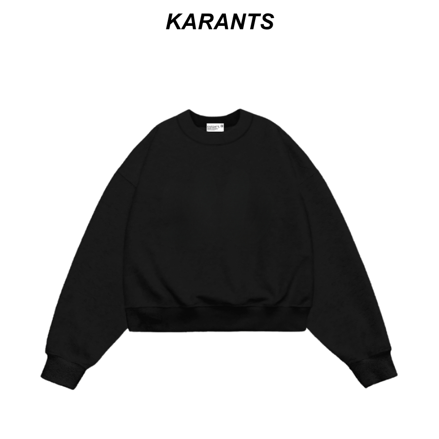 Karants Áo Khoác Sweater Boxy Vải Nỉ 2 Da Trơn Nam Nữ Unisex - AK82